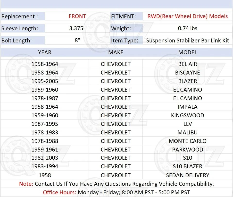 [DELANTERO (cantidad 2)] Barra estabilizadora de suspensión enlace para Chevrolet S10 1982-2003 2x2 Foto 2 de 4