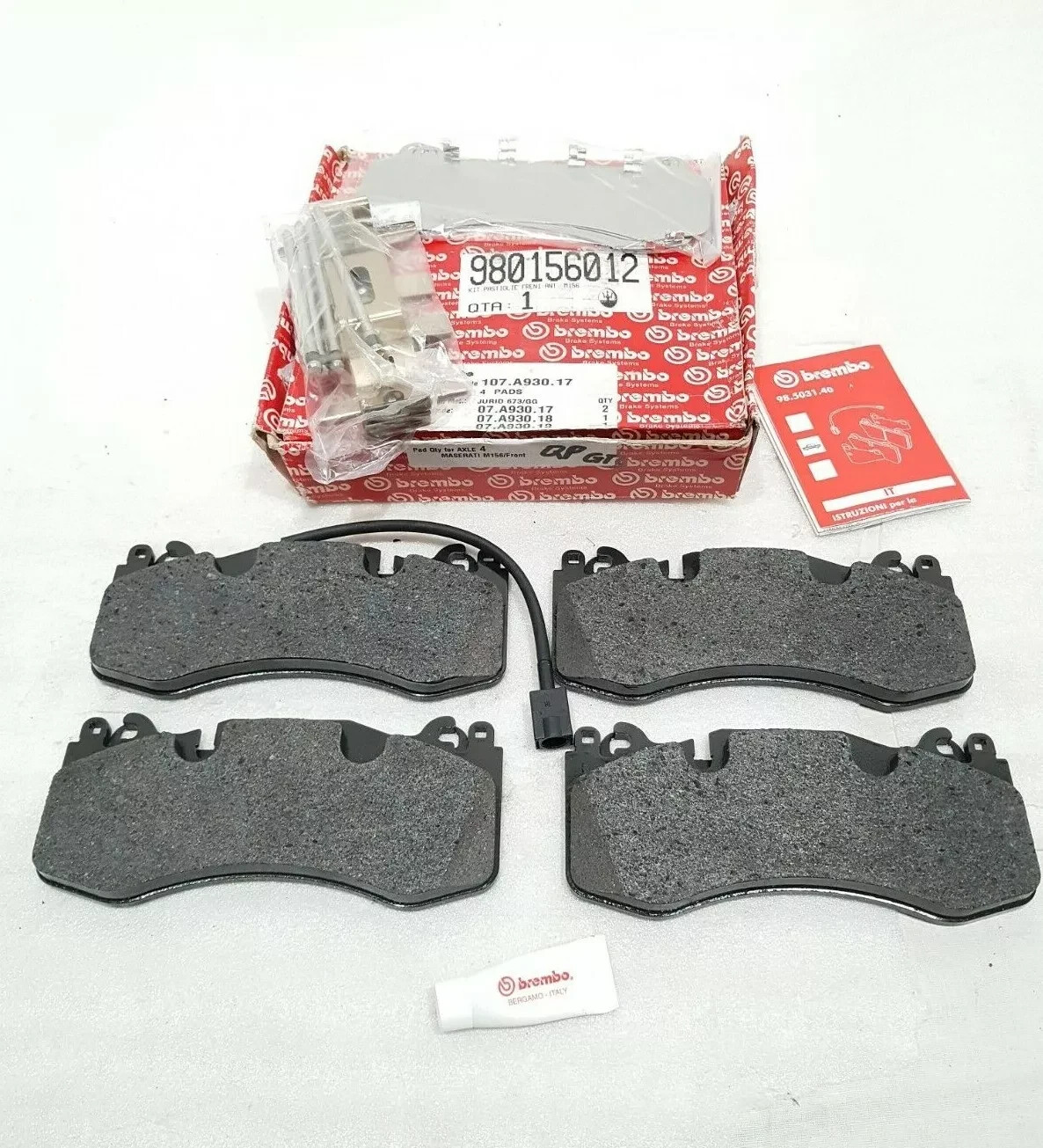 Maserati Quattroporte 3.8T Front Brake Pad OEM 980156012