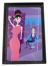 Shag Pink Panther Beautiful Brunette Big City Scape  4" x 6" MCM Framed Print
