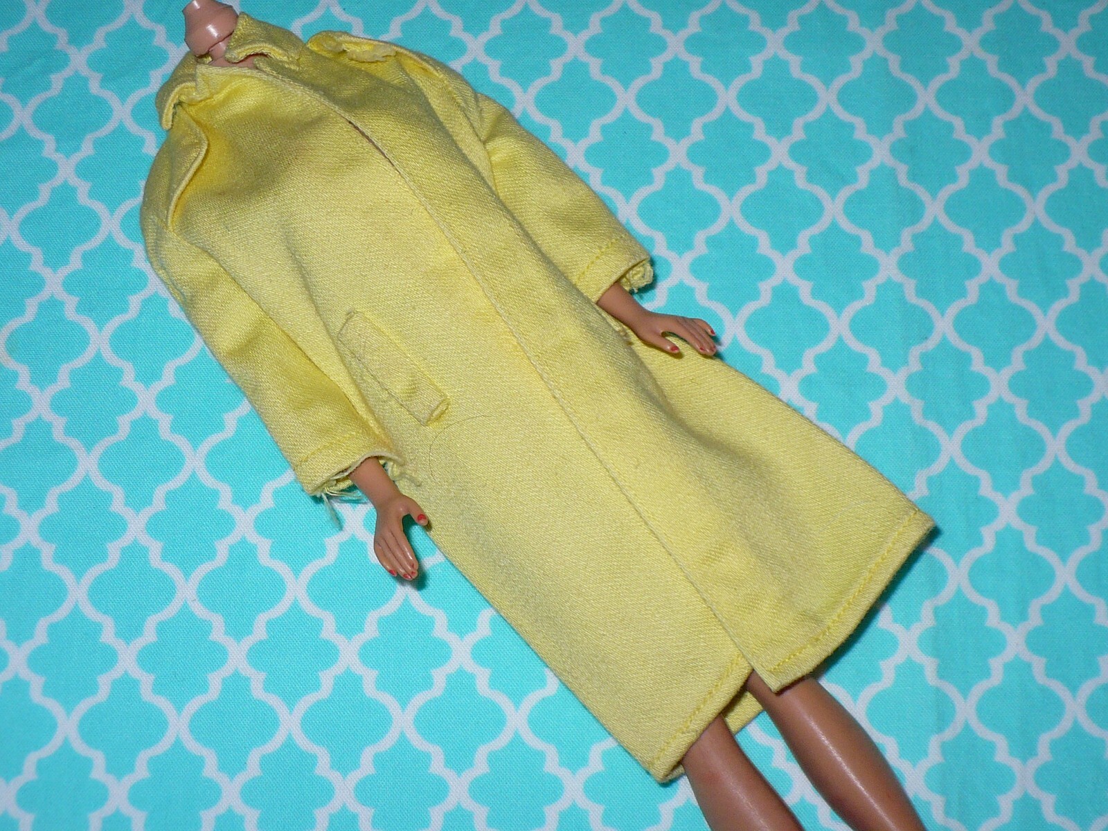 Vintage Barbie Doll Clothing RAIN COAT YELLOW OVERCOAT ONLY 1963