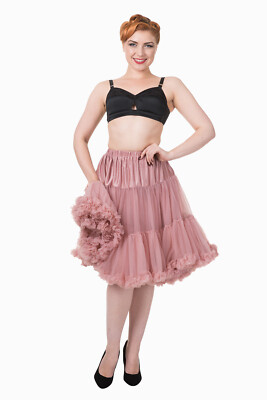 Dusty Pink 50er Rockabilly Retro weich 23 Zoll Petticoat Rock BANNED Apparel