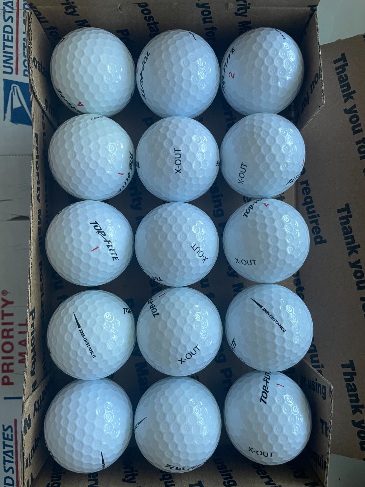 60 (5Dozen) TOP FLITE  used golf balls.  X-OUTS Excellent  White $.41 each