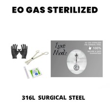 Sterilized Piercing Kit 316L Surgical Steel Belly Ring 14G Forceps Needles Glove
