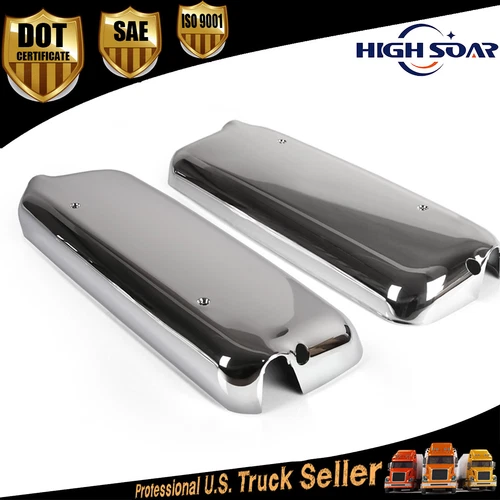 HIGHSOAR-Door Mirror Cover Chrome Pair For 2002-2013 Freightliner Columbia LH+RH
