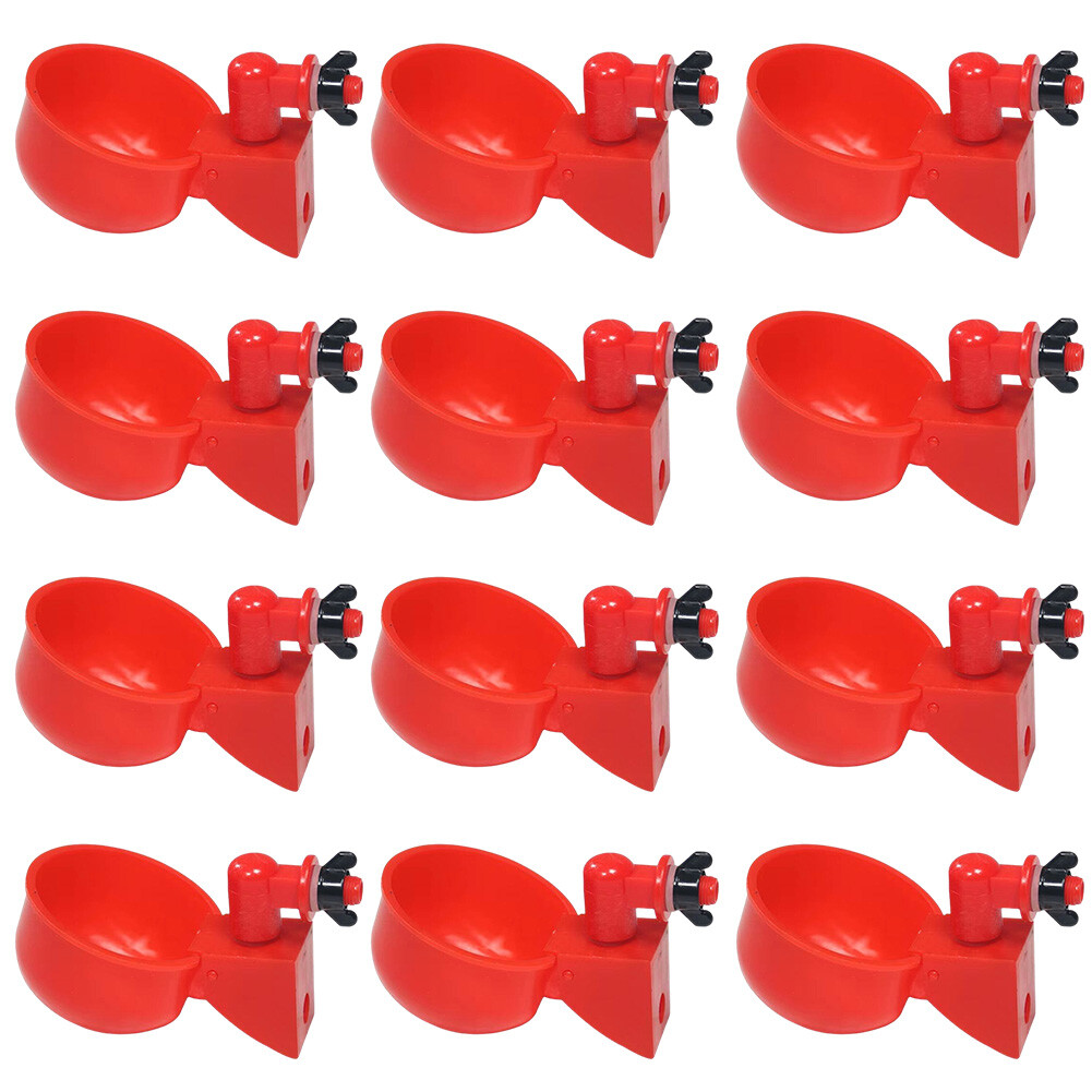 12pcs Poultry Drinking Fountain Hanging Chicken Water Dispenser Feeding