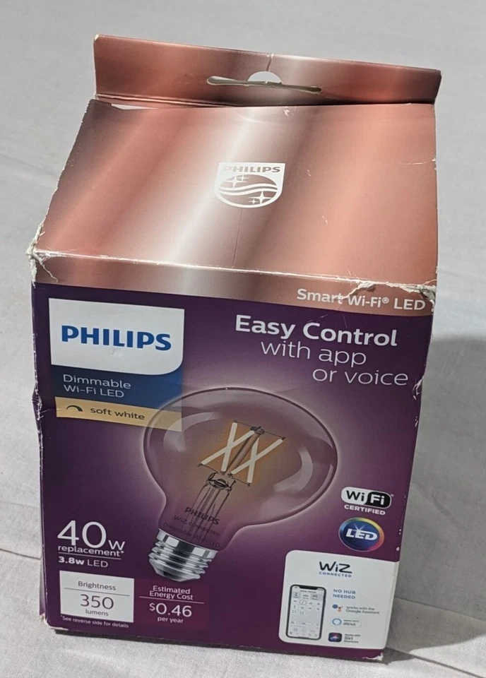 Philips Wiz 40W Smart Wi-Fi LED G25 Globe Bulb Soft White 2700K Dimmable - Image 3 of 4