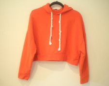 Zara Women's Size Medium Crop Hoodie Orange Drawstring Charms Beach Nautical