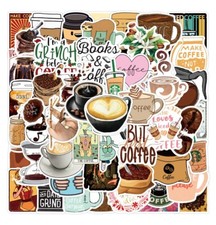 50pcs Coffee Stickers,Waterproof No Residue, 084