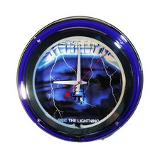 Metallica Ride The Lightning Custom Blue Double Ring Neon Wall Clock