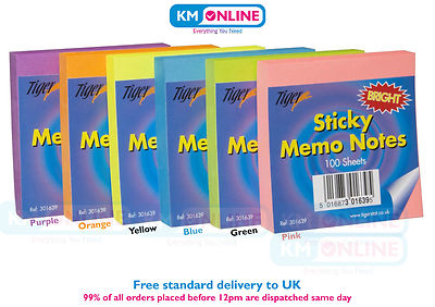 Tiger Sticky Memo Notes   Neon Highlighter Tabs, Perfect for Office and School