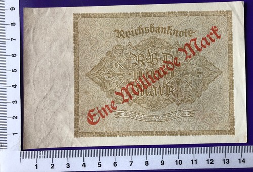 1 Milliarde Mark Überdruck Ro 110b)b PiRi 115n FZ K; BZ 31, BogenWz "2" Erh I-II - Picture 2 of 2