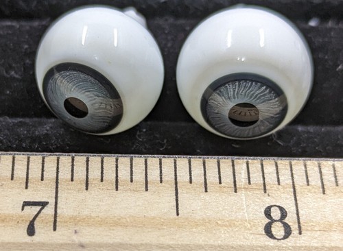 1 Pair Vintage Hand Blown Glass German Doll Eyes Blue About 15mm Each - Picture 6 of 7