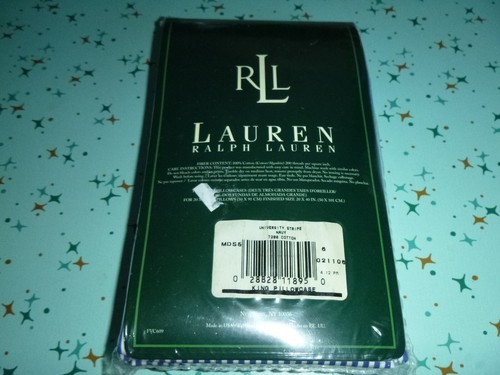 Pr NIP Ralph Lauren KING pillowcases University Stripe Navy Blue 100% Cotton - Picture 4 of 7