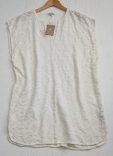 Madewell Women Size Large Chevron Cotton White Beach Cover Up (E15)