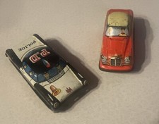 Vintage Technofix Wind Up Tin Mercedes No Key Police Tin Patrol Car