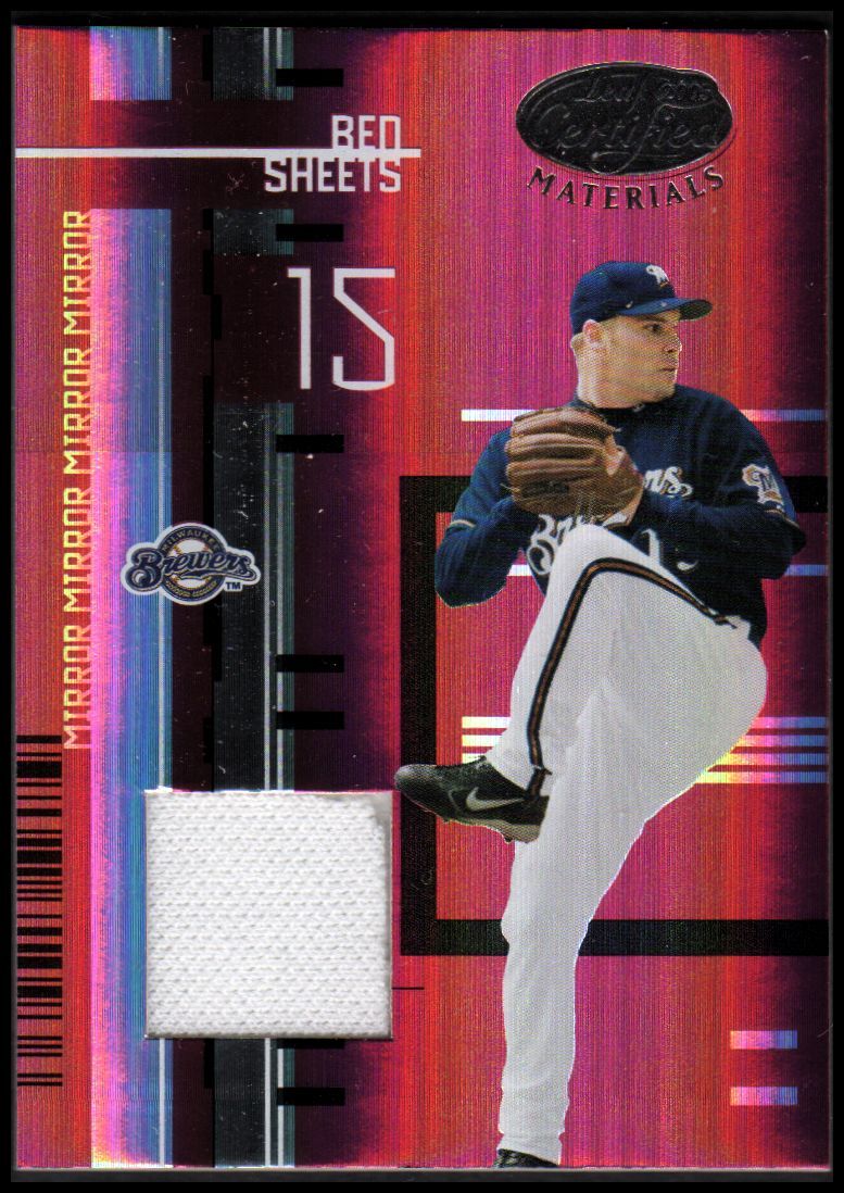 2005 Leaf Certified Materials Mirror Fabric Red #159 Ben Sheets Jersey /250