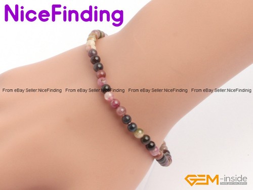 4mm Round Gemstone Tiny Bead Bracelet Fashion Jewelry Elastic Stretch 7.5" Gifts - Picture 81 of 120