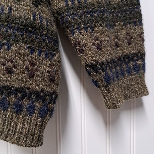 VTG ALPS 1/2 Zip Sweater Mens L Brown Fair Isle Wool Nylon Knit Outdoor USA 90s - Picture 8 of 15
