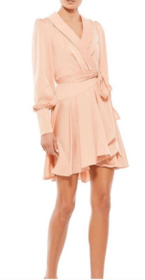 Ieena for MAC DUGGAL Women's Short Wrap Dress in Salmon NWOT Size 8