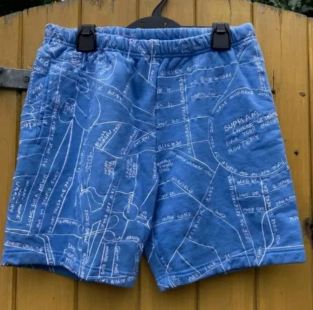 SS20 Supreme Gonz Embroidered Map sweatshort size L large shorts Mark Gonzales