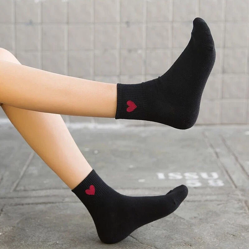 Lote de 5 pares de calcetines de algodón para mujer 100 lindos para niñas negros/blancos/grises/rosa  Foto 3 de 4