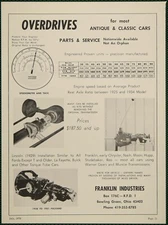 Franklin Industries Overdrives Antique Cars Bowling Green Vintage Print Ad 1970