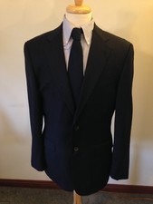 Men's Joseph Abboud Southwick Navy Plaid Two-Button Suit-40L (36Wx31L) USA Made