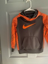 Nike Dri Fit Youth Sz. 7 Black Orange Pullover Hoodie Center Check