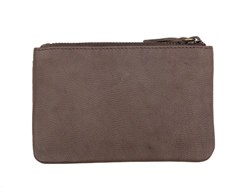 Womens Mushroom Brown Leather Coin Pouch Purse 3 Compartments RFID Blocking - Picture 7 of 7