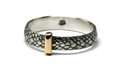 Outlander Celtic Style 925 Sterling Silver and Brass Band - Dragon Scale Pattern