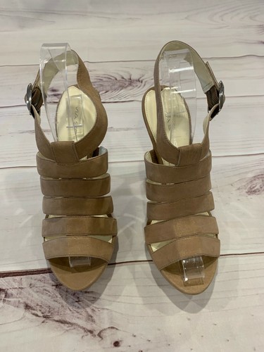 VIA SPIGA V-MILICENT Leather Toffee Tan Beige Platform Sandals Shoes SIZE 8M - Picture 3 of 7