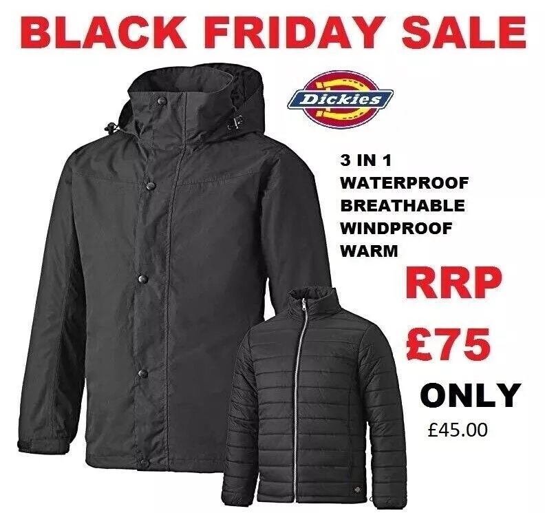 Mens Dickies 3 in1 Jacket Waterproof Breathable Inner Jacket Warm RRP £75 |  eBay