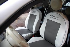 FODERE SEDILI  AUTO FIAT NUOVA 500 SIMILPELLE GRIGIO /BIANCO  - POSTERIORE 50%  