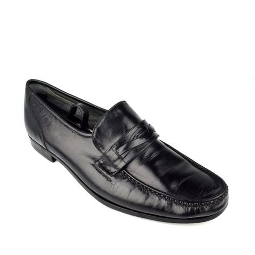 FREEMAN Alan Mens Sz 11M Moc Toe Loafer Black Leather Sole Casual/ Business Shoe