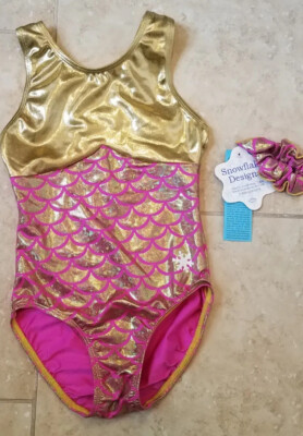 Snowflake Designs Pink Gold Sea Mermaid Gymnastic Dance Leotard Adult XS NEW
