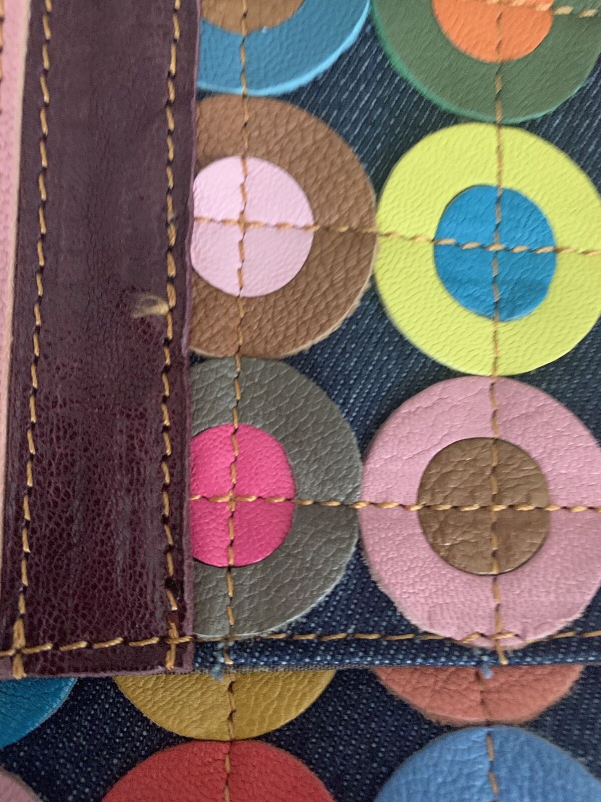 Ameri Leather Patchwork Circles Crossbody Bag - image 5