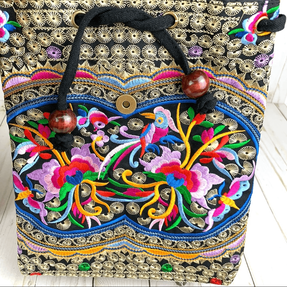 Boho Embroidered Colorful Floral Ethnic Backpack | eBay display picture 2
