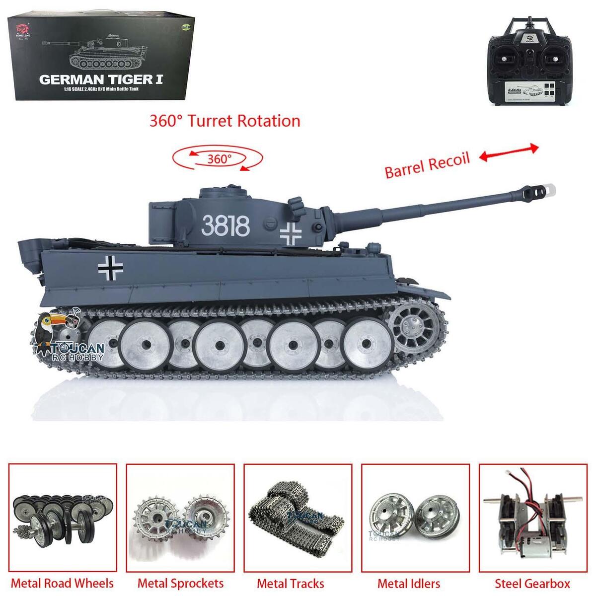 Henglong 1/16 TK7.0 WW2 German Tiger I RC Tank 3818 W Henglong 1/16 TK7.0 WW2 German Tiger I RC Tank 3818 W