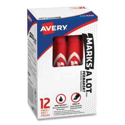 Avery Marks A Lot Regular Desk-Style Permanent Marker, Broad Chisel Tip, Red, Do