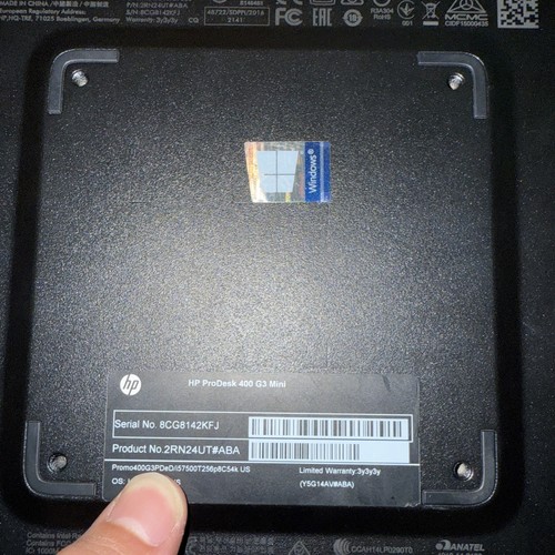 HP ProDesk 400 G3 Mini Computer I5-7500T, 12GB RAM, 250GB SSD - Afbeelding 5 van 8