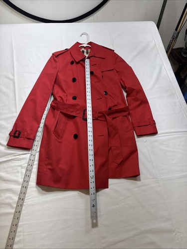 Women Burberry Trench Coat Red Double Breasted Amberford Size US 8 NWT - Picture 8 of 14