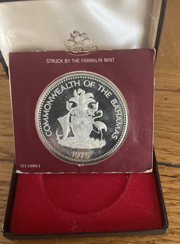 Argent BE 49g - 10 Bahamas Indépendance Day 1975 - Coffret Franklin Mint - Proof - Photo 3/4