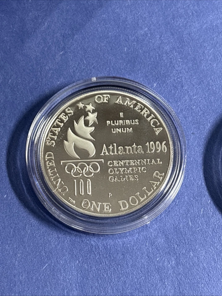 1996 Atlanta Olympics Commem PROOF Silver Dollars - Rowing/High Jump+1 Clad 50c - Image 4 of 4