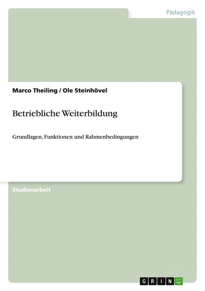 Betriebliche Weiterbildung Grundlagen, Funktionen Und Rahmenbedingungen Buch-image