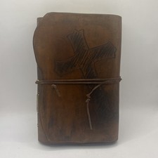 Vintage Leather Religious Journal Diary Sketchbook Notebook Rustic Never Used
