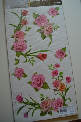 Wand Deko Rosen 5 Pkg. 60x32 rosa/grün