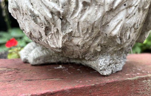 Vintage Weathered Concrete Garden Owl Statue Fat Chunky Bird Rare Cement 26lbs - Picture 10 of 12
