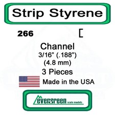 Evergreen Scale Models - Channel Styrene – 3/16 (.188) (4.8mm) 3 Pieces #266
