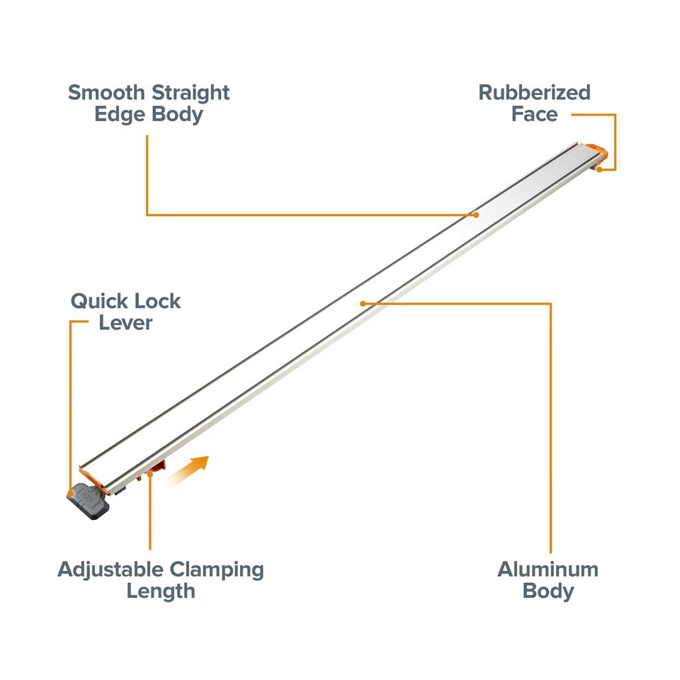 Borde de abrazadera BORA 50” NGX, guía de corte recto para sierras circulares, fácil de usar, para Foto 2 de 4