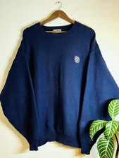 Vintage 90s VCC Seton Hall Knit Sweater Mens L Blue Textured USA Made Oversized